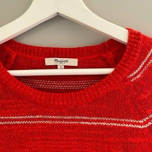 Madewell orange striped silk linen blend sweater